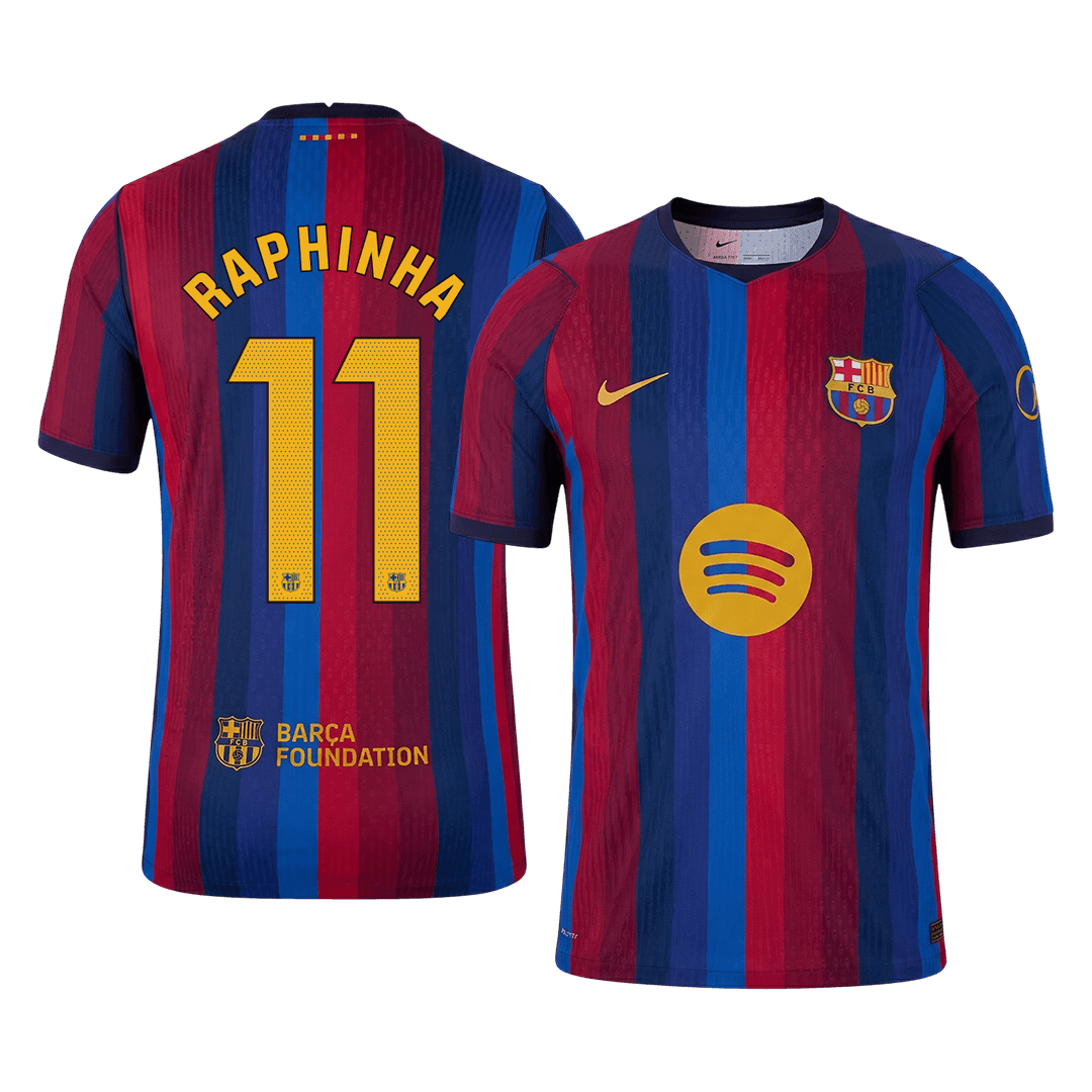 Barcelona Tröja RAPHINHA #11 2026/27 Hemma Autentisk Röd & Blå