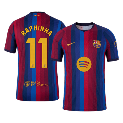 Barcelona Tröja RAPHINHA #11 2026/27 Hemma Autentisk Röd & Blå